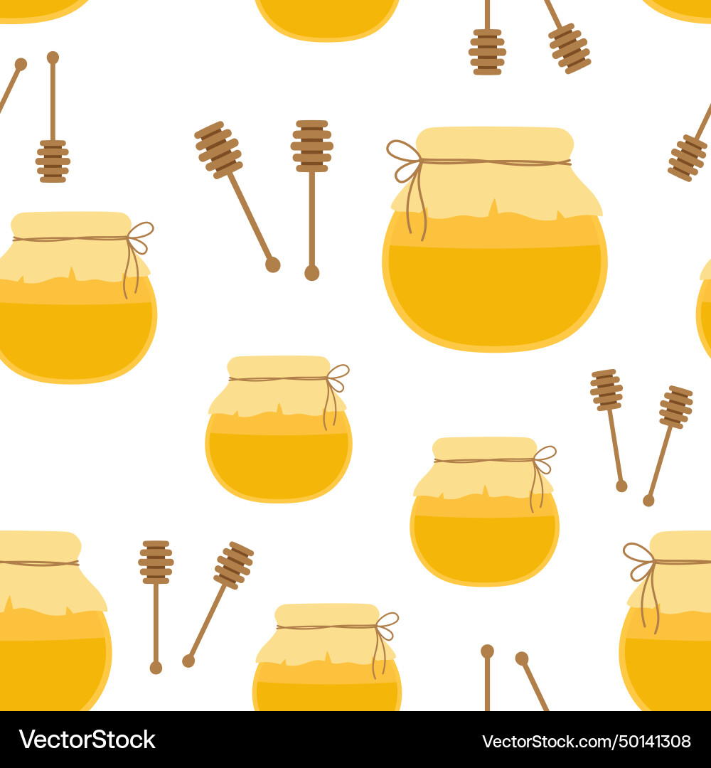 Seamless pattern with honey jar Seamless pattern with honey jar Vector Image