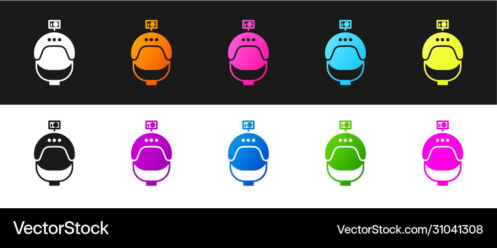 Set helmet and action camera icon isolated Vector Image