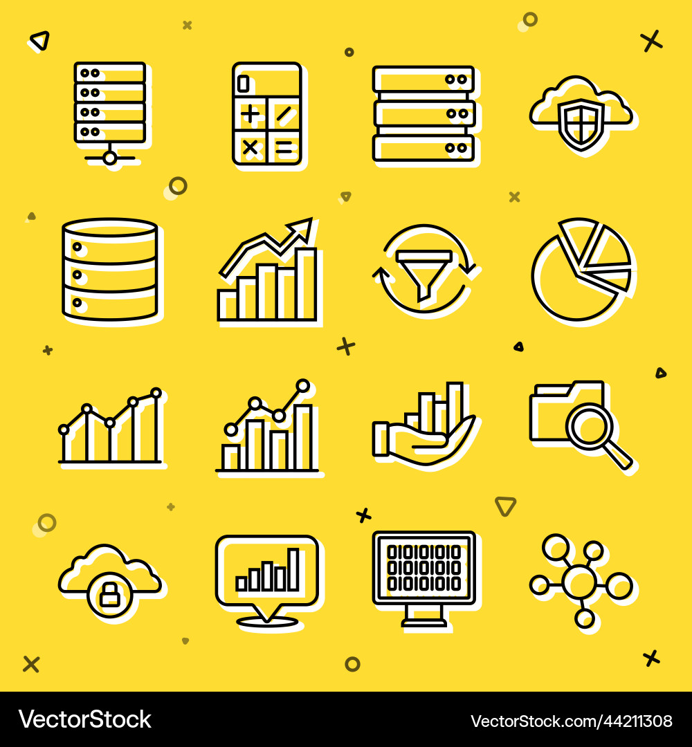 Set line mind map infographic search with folder Set line mind map infographic search with folder vector image