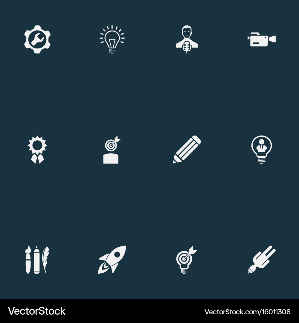 Set of simple visual art icons elements project vector image