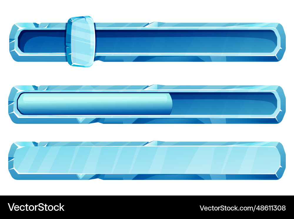 Set slider ice interface button frozen panel Set slider ice interface button frozen panel vector image