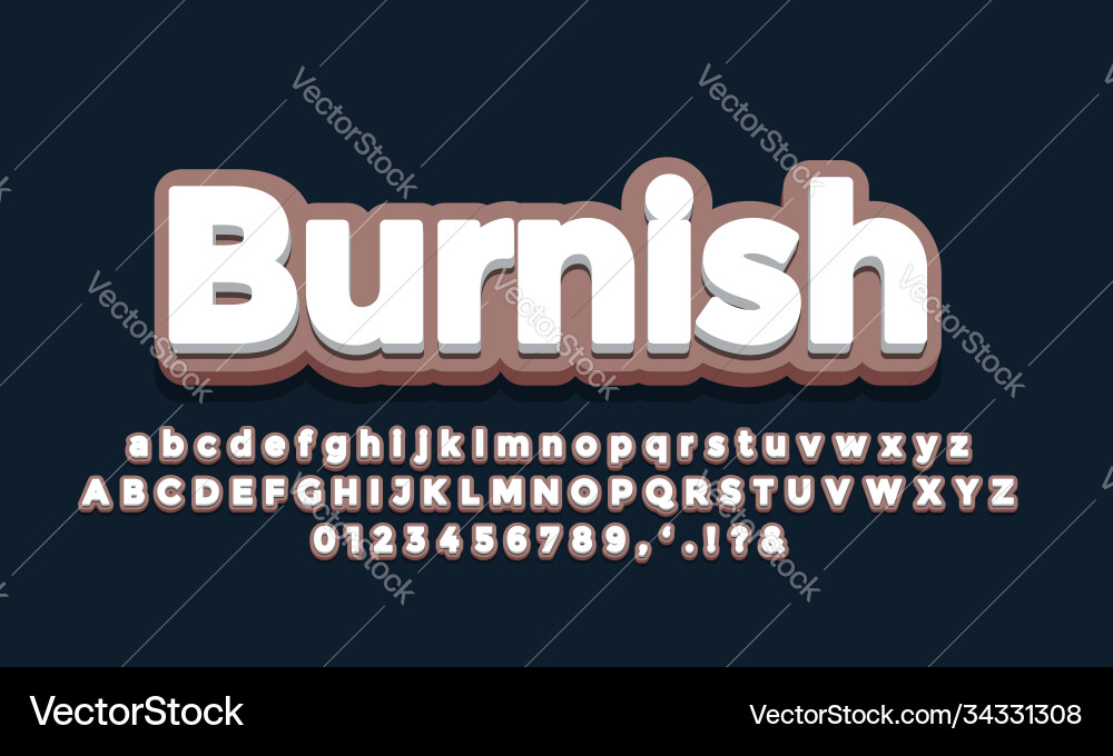 Soft brown with white 3d font effect or text vector image