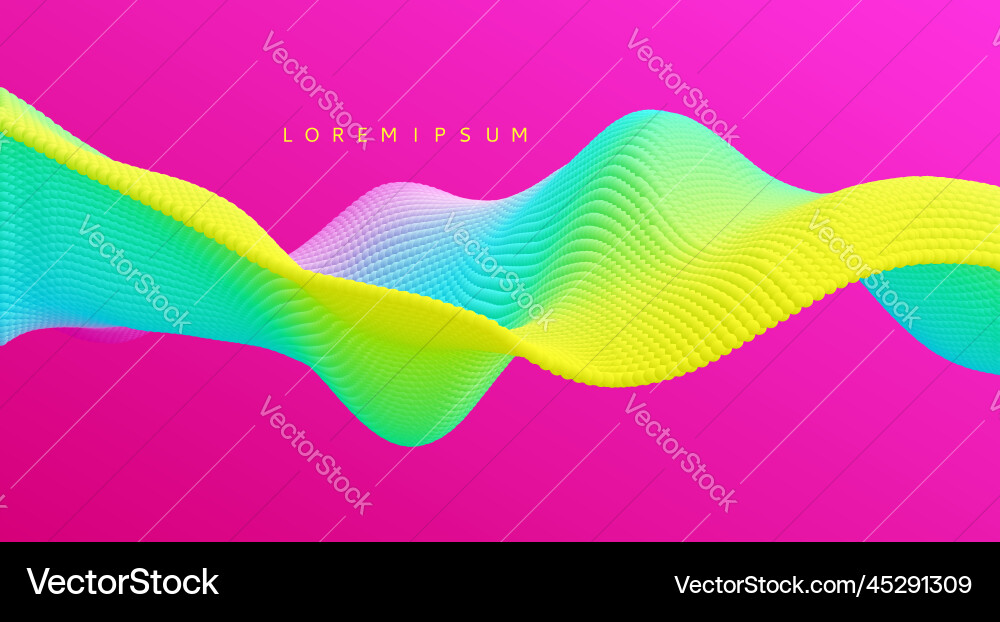 3d wavy background array dynamic emitted particles 3d wavy background array dynamic emitted particles vector image