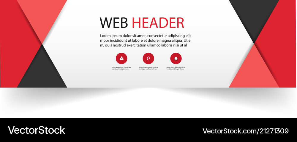 Abstract Red & Black Triangle Header vector image