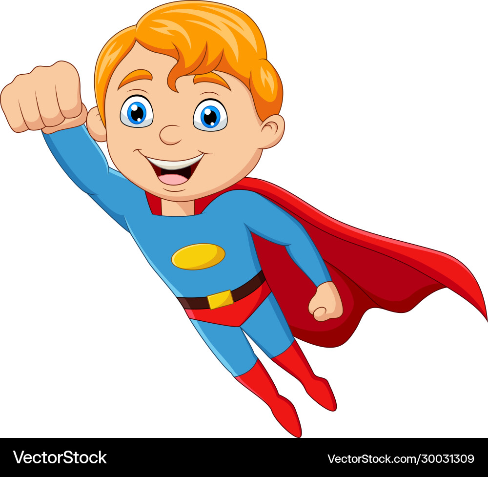 Cartoon Superhero Boy Flying Vector Image