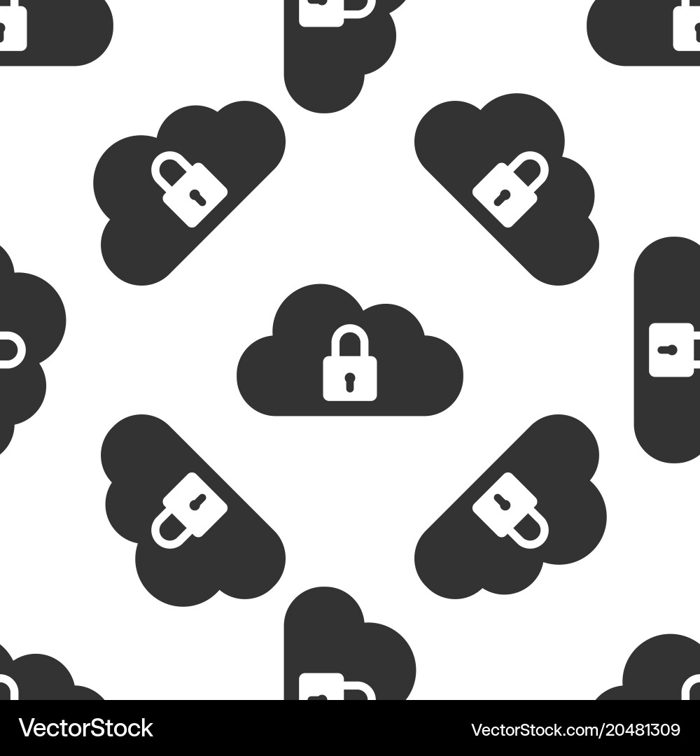 Cloud computing lock icon seamless pattern vector image