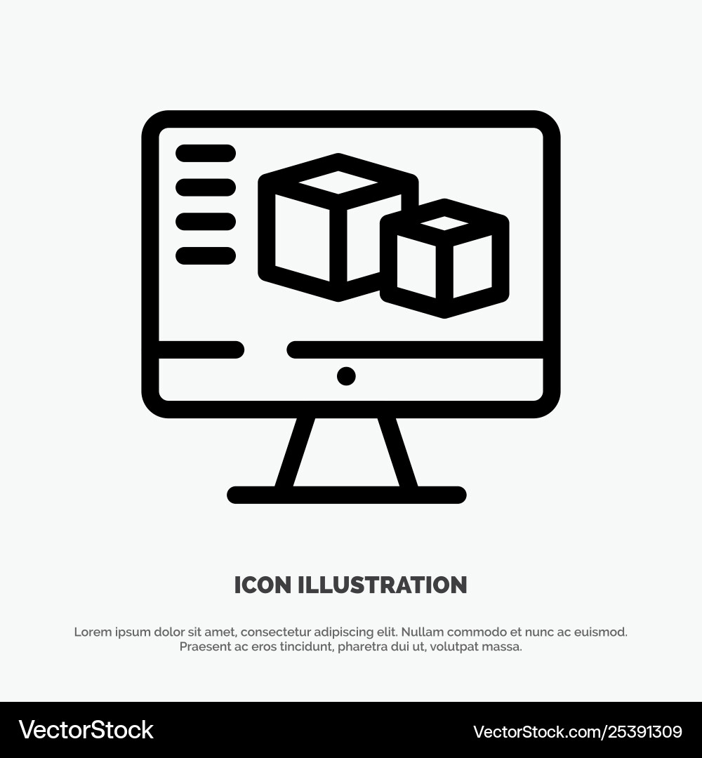 Computer monitor box computing line icon Computer monitor box computing line icon Vector Image