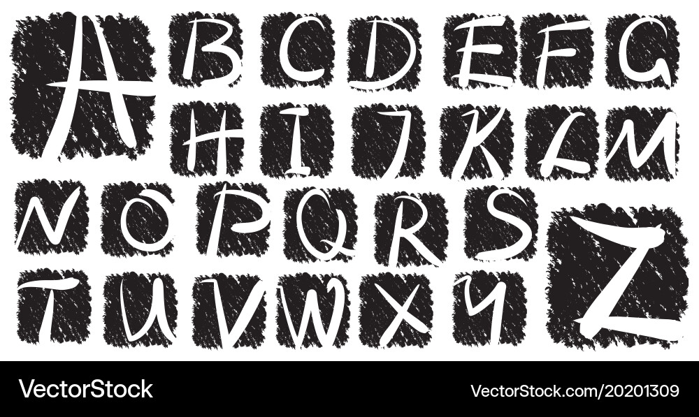 Grunge Alphabet Font - Textured vector image