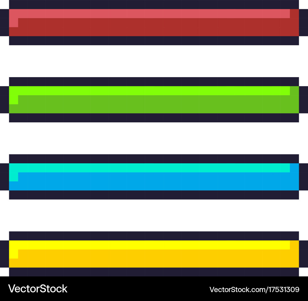 Loading progress bar pixel art cartoon retro game vector image