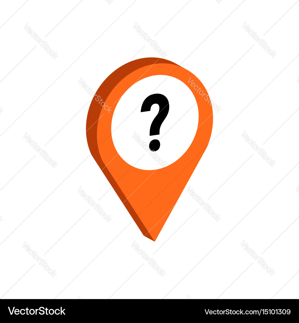 Map pointer with question sign flat isometric vector image