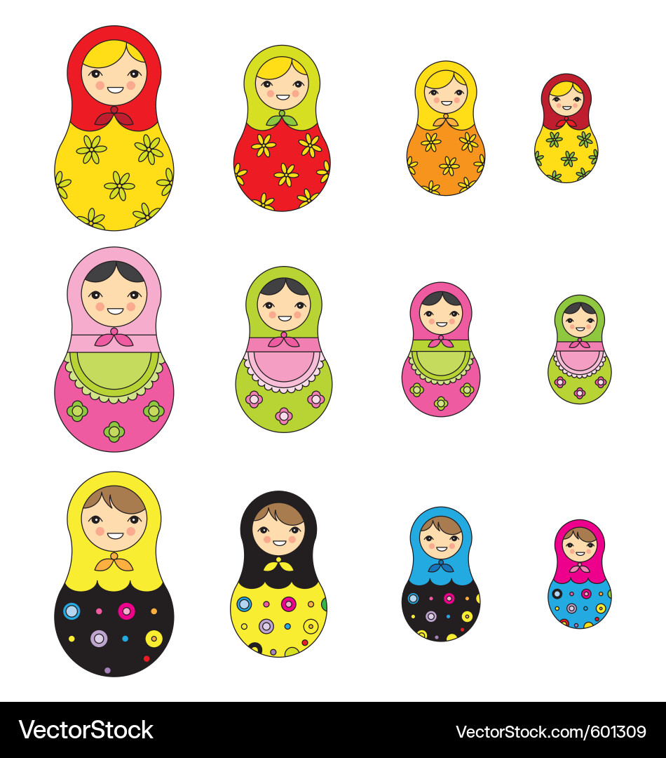 Matryoshka Dolls - Nested Set Vector Image