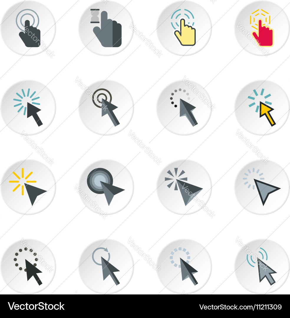 Mouse cursor icons set flat style vector image