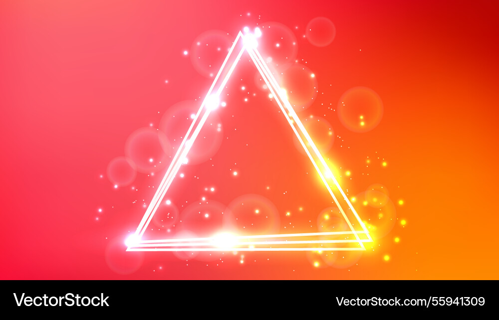 Neon triangular frame with shining effects Neon triangular frame with shining effects vector image