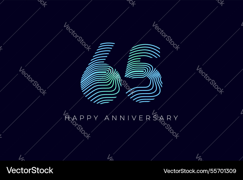 Numeric design with line curve 65th happy Numeric design with line curve 65th happy Vector Image