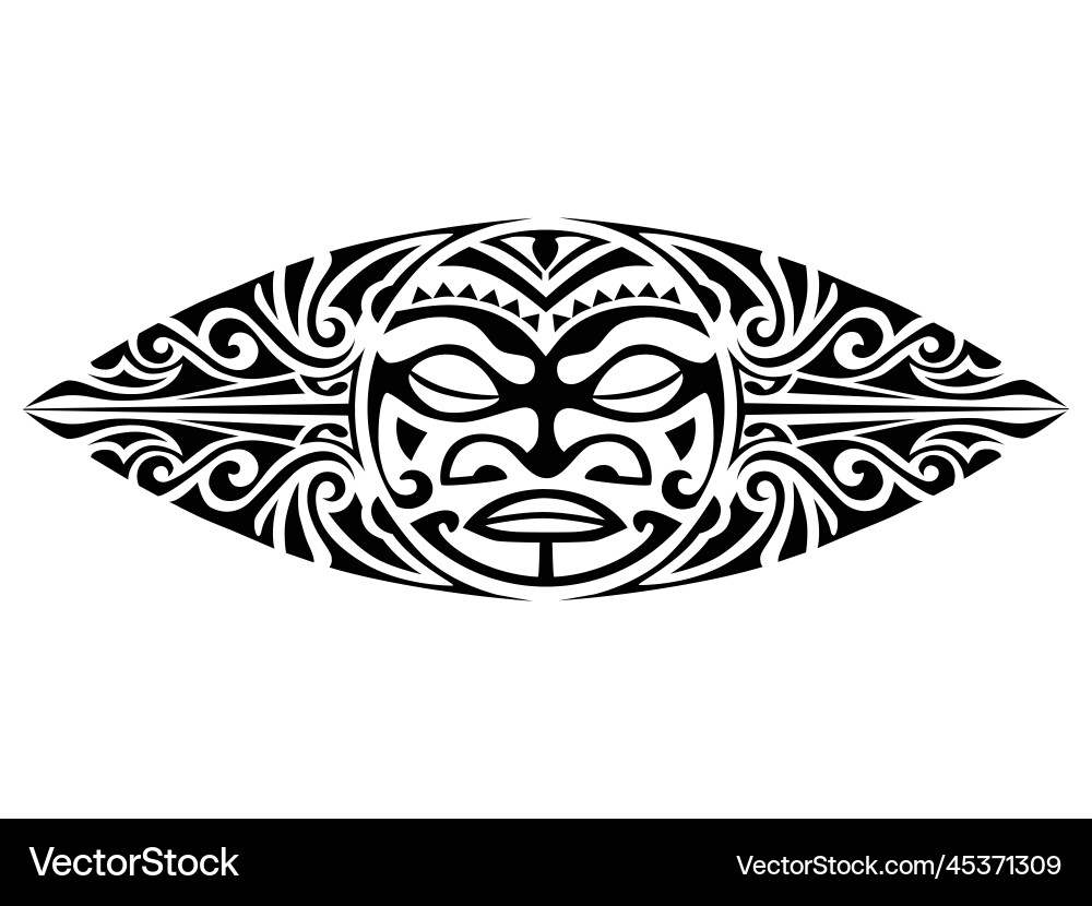Polynesian Mask Tattoo Vector Image