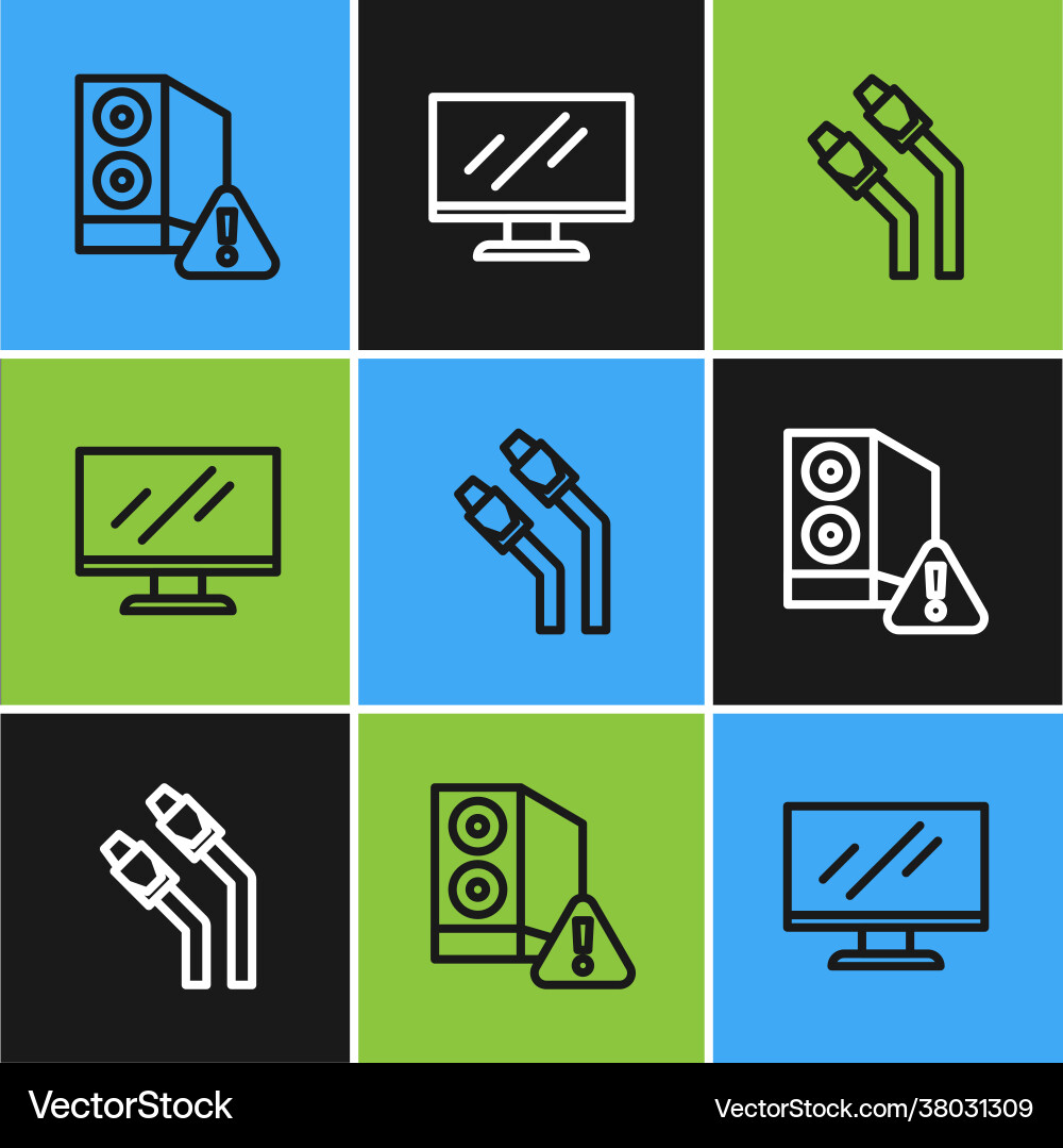 Set line case computer lan cable network Set line case computer lan cable network vector image