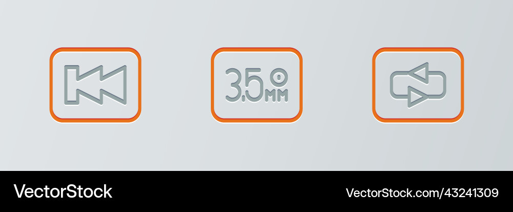 Set line repeat button rewind and audio jack icon Set line repeat button rewind and audio jack icon vector image