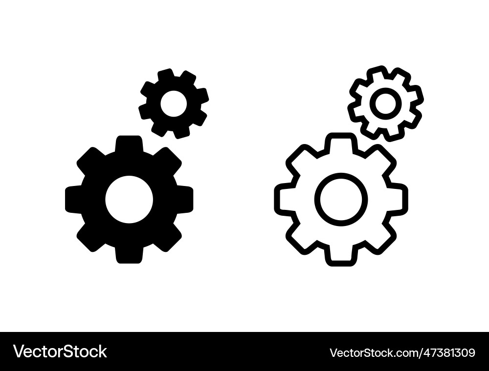 Setting icon set cog settings symbol Vector Image