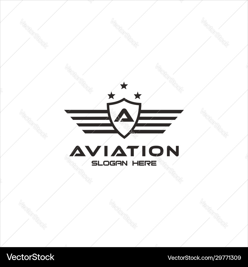 Shield A Wings Logo - Abstract Airplane Vector Image