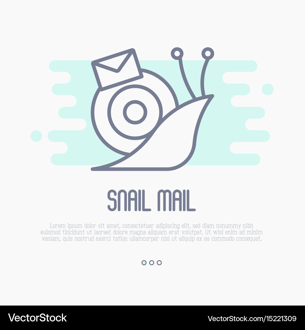 Thin line icon of snail mail with envelope vector image