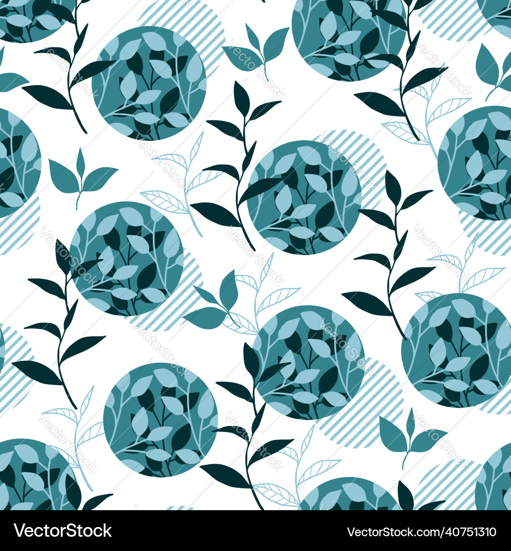 Abstract leaves and circle shape seamless pattern Vector Image
