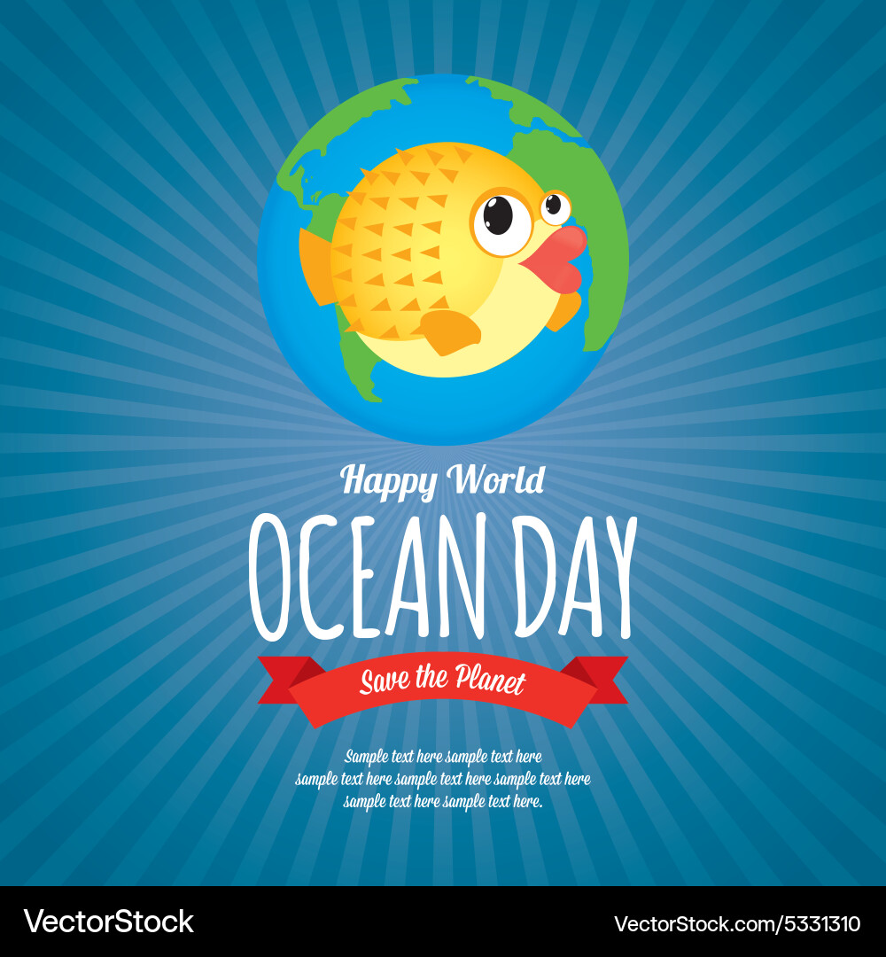Abstract world ocean day background with some Vector Image