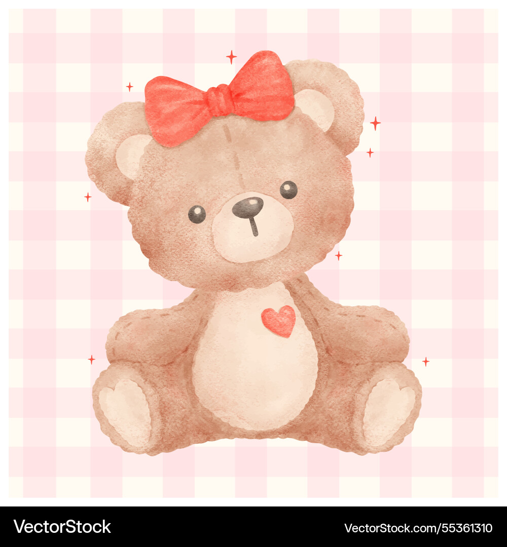 Adorable valentine coquette teddy bear with red Adorable valentine coquette teddy bear with red vector image
