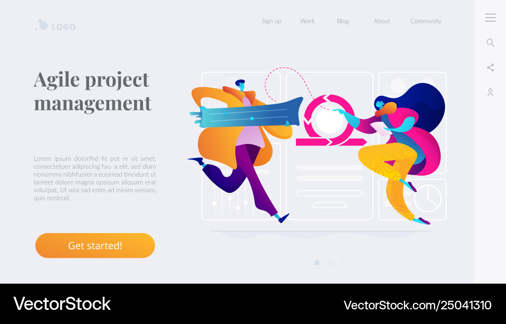 Agile project management landing page template Agile project management landing page template vector image