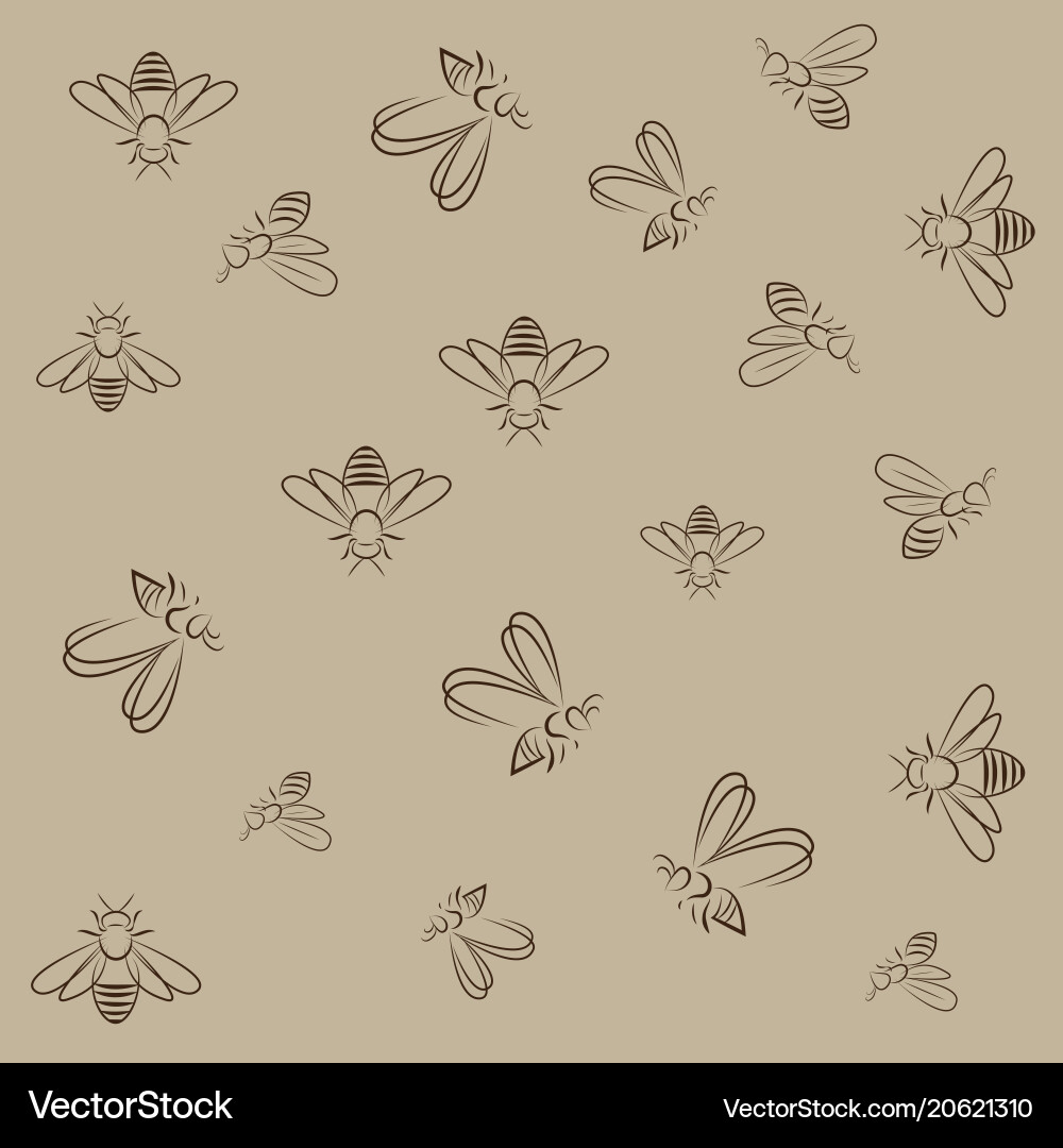 Bee lines pattern on brown background vector image