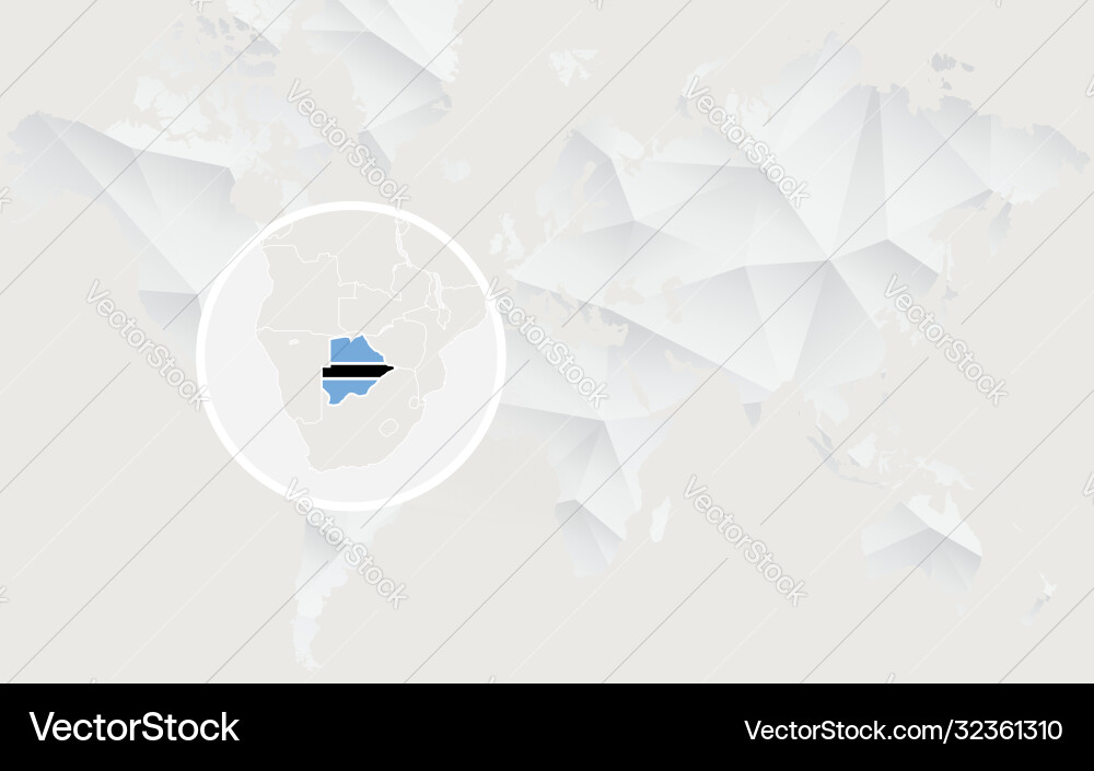 Botswana map with flag in contour on white vector image