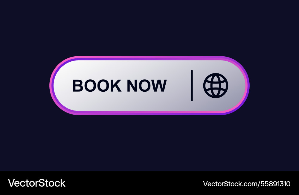Button with book now text and globe Vector Image