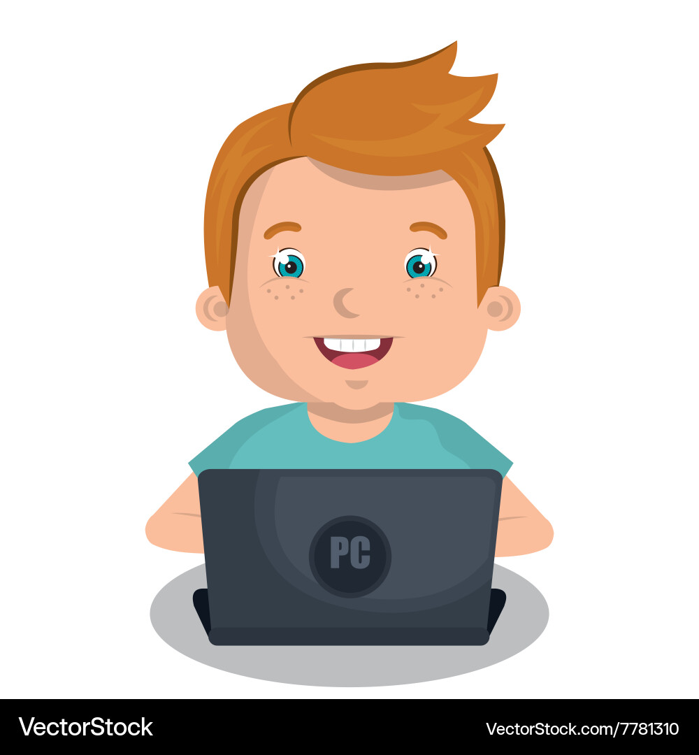 Children using computer design vector image