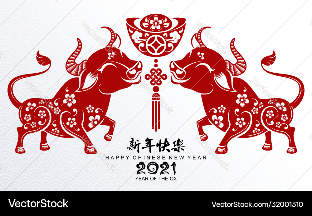 Chinese new year 2021 ox Chinese new year 2021 ox vector image