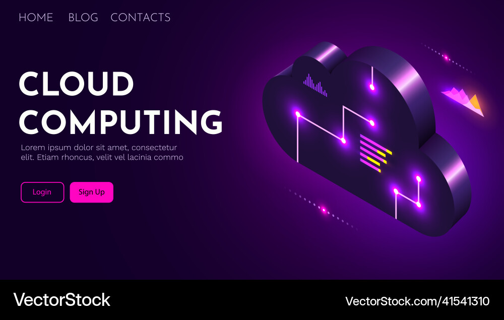 Cloud computing modern futuristic design landing Cloud computing modern futuristic design landing vector image