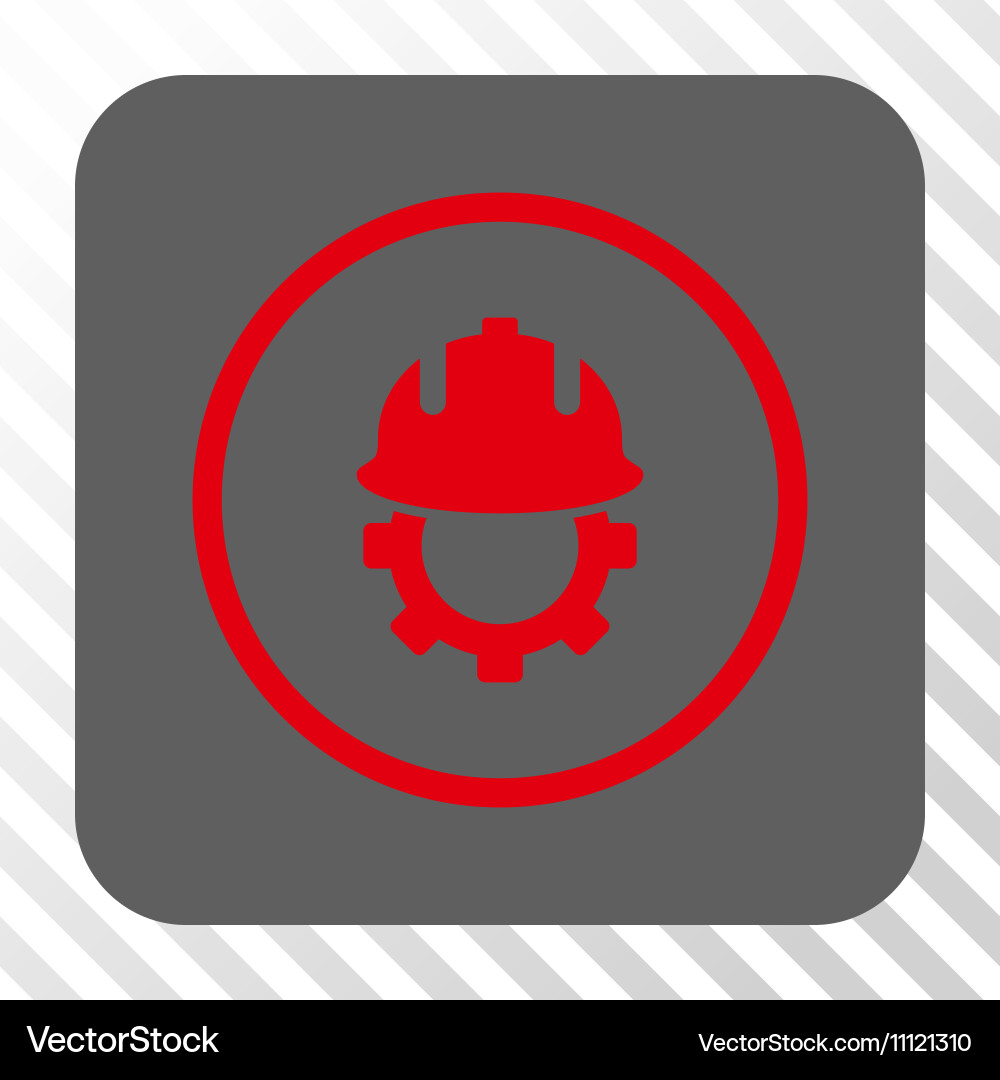 Development helmet rounded square button vector image