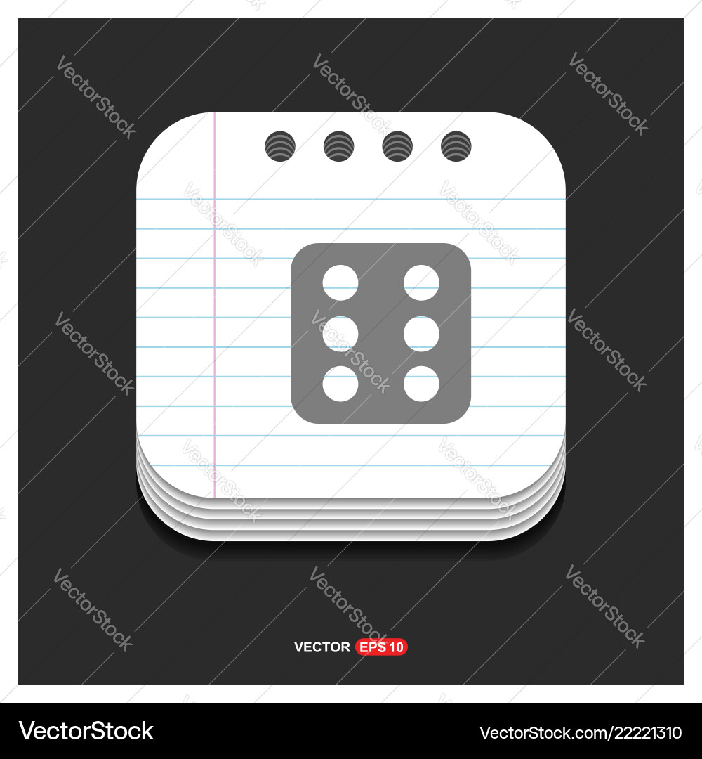 Dice cube icon gray on notepad style vector image