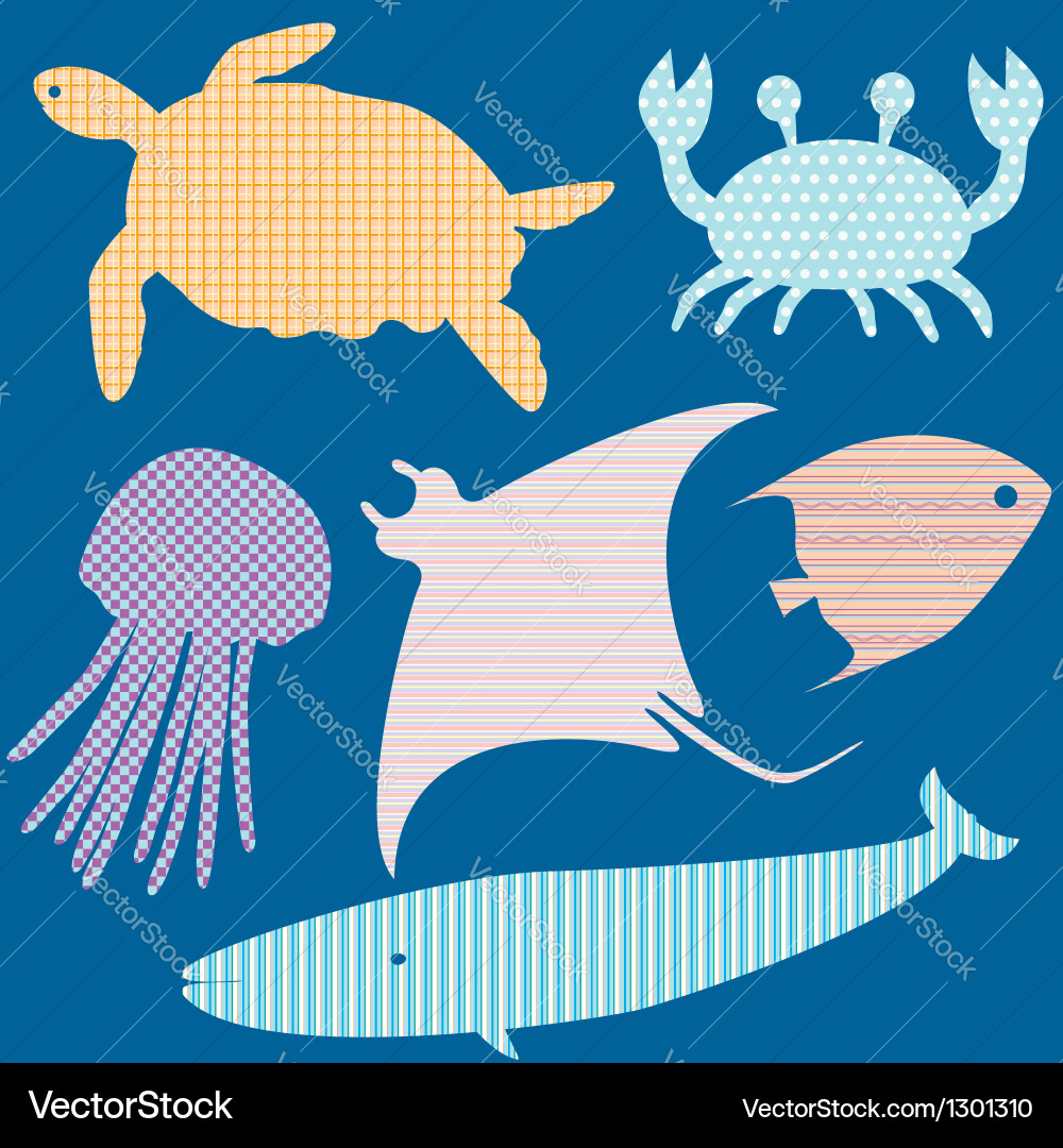 Fish Silhouettes with Patterns vector image