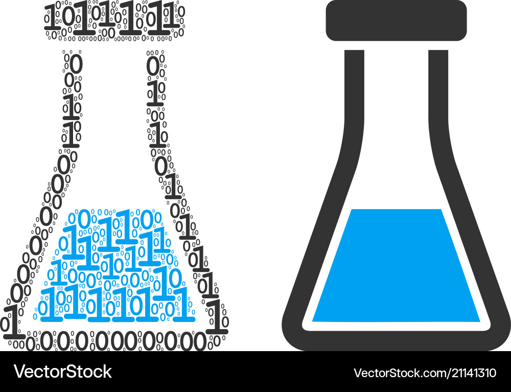 Flask composition of binary digits Flask composition of binary digits vector image