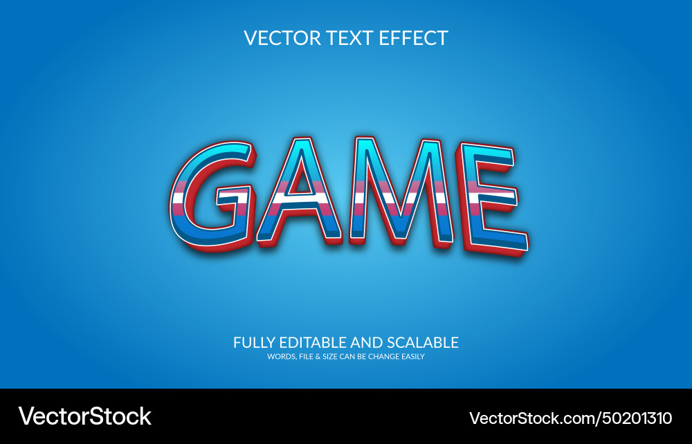 Game fully editable eps 3d text effect vector image