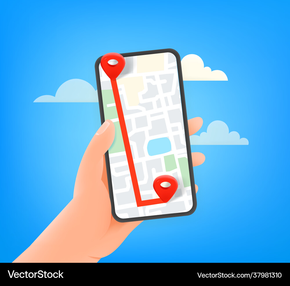 Man using navigation on modern smartphone Man using navigation on modern smartphone vector image