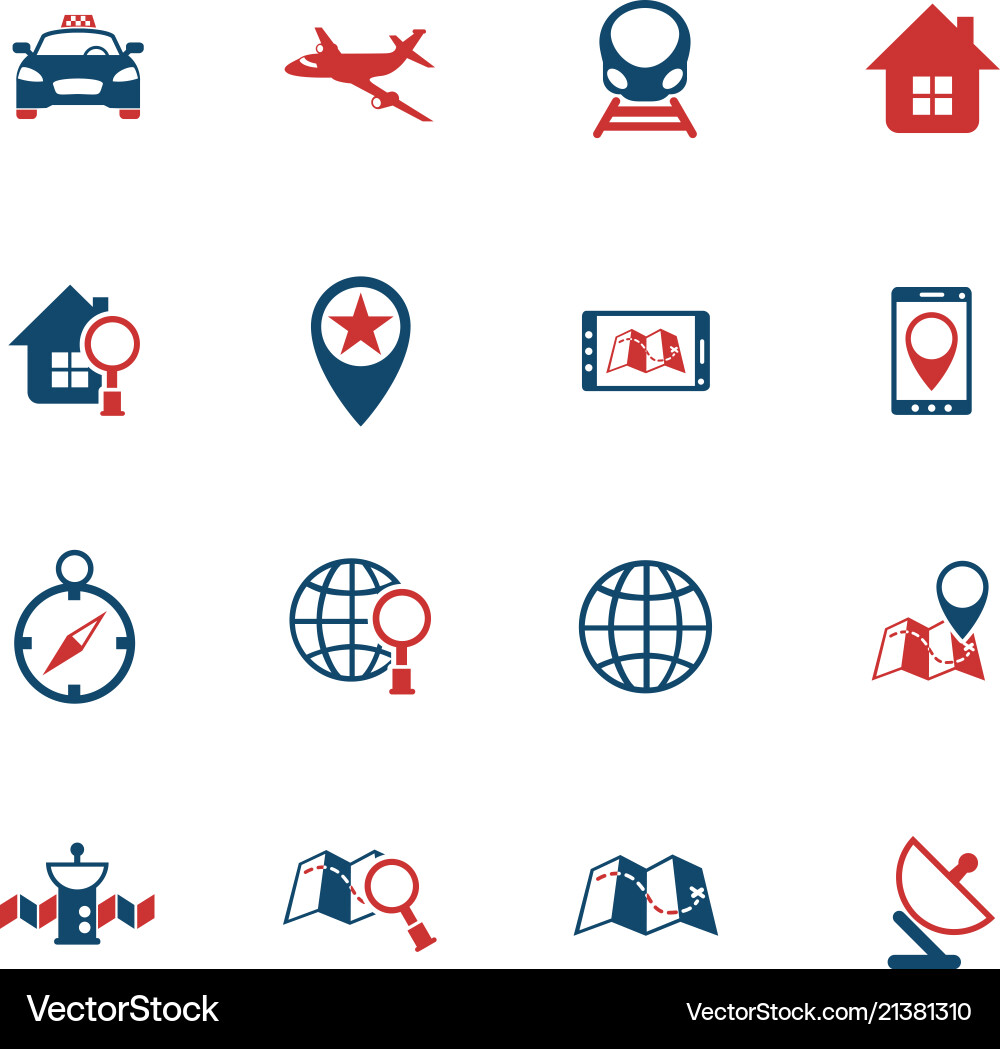 Navigation color icon set Vector Image