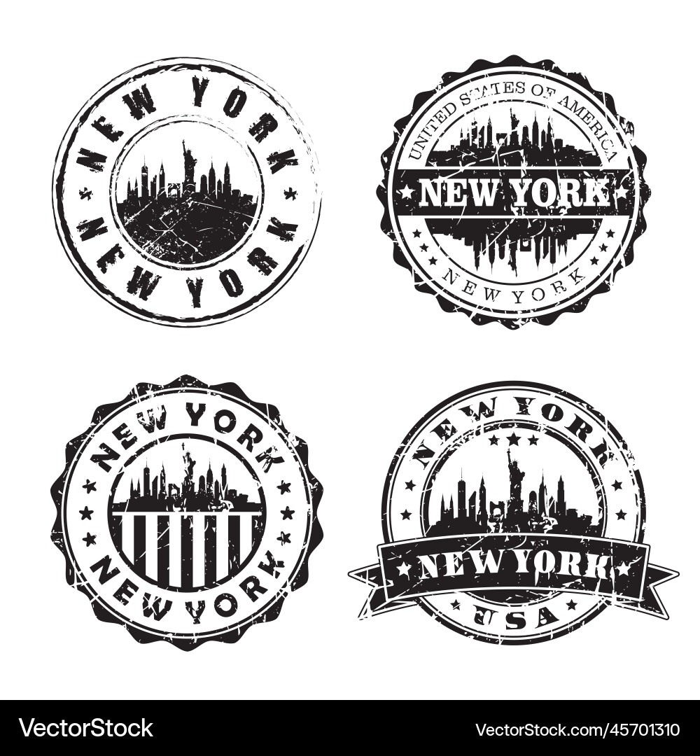New york stamp skyline postmark silhouette postal New york stamp skyline postmark silhouette postal vector image