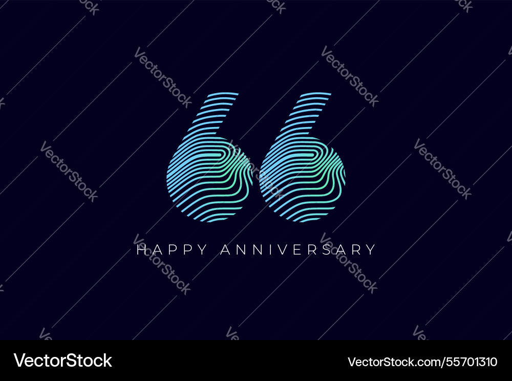 Numeric design with line curve 66th happy Numeric design with line curve 66th happy vector image