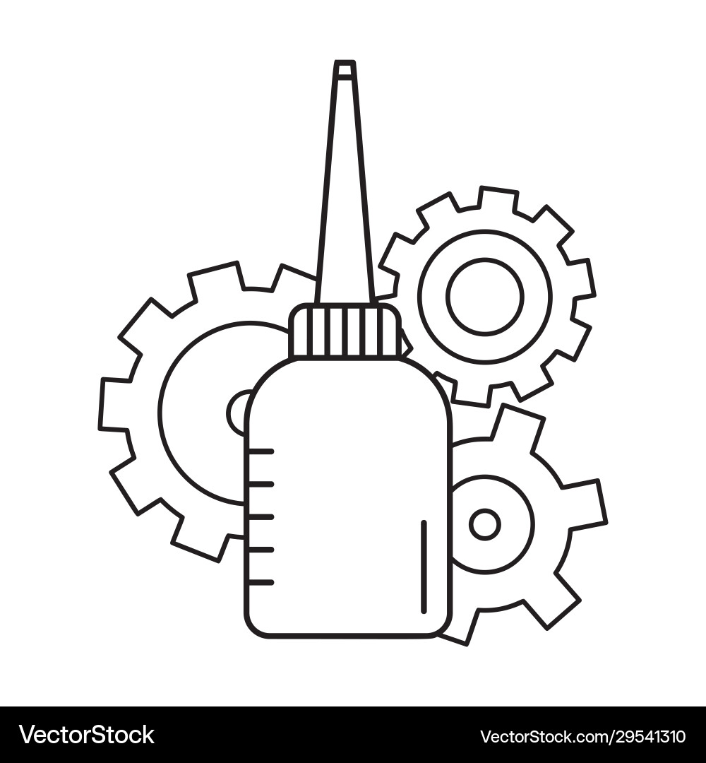 Oiler with three cogwheels in background linear Oiler with three cogwheels in background linear Vector Image
