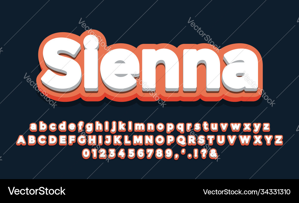 Orange soft with white 3d font effect or text vector image