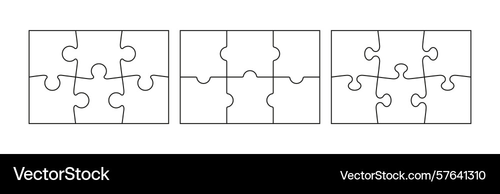 Puzzle pieces scheme for thinking game outline Vector Image