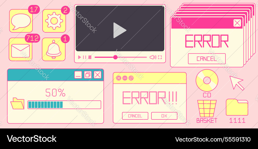 Retro internet window elements Retro internet window elements vector image