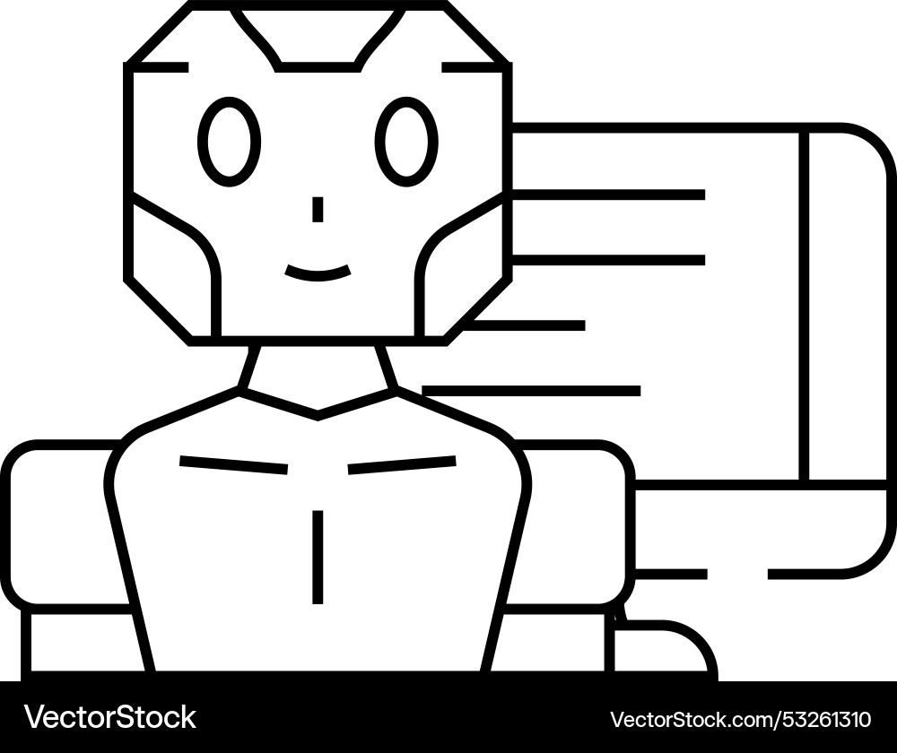Robot chat bot line icon Robot chat bot line icon Vector Image