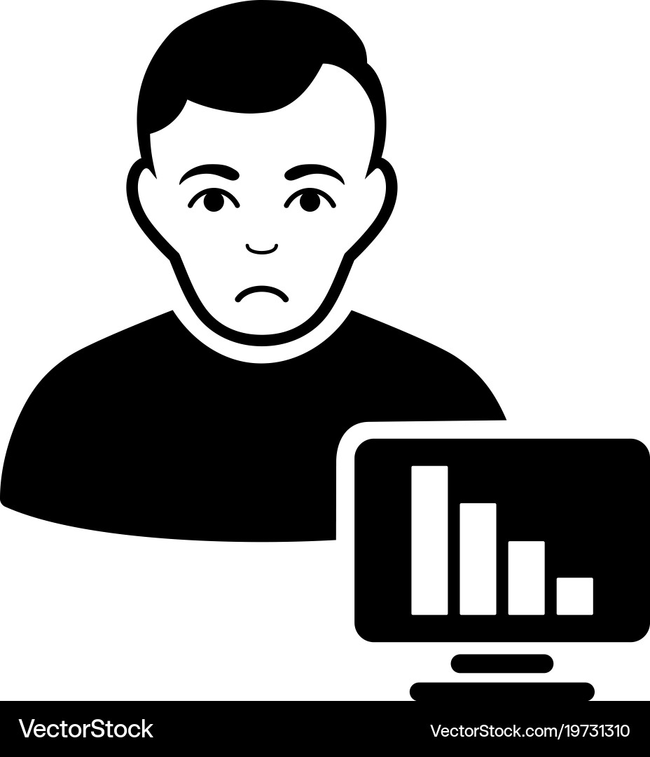 Sad stock trader black icon vector image