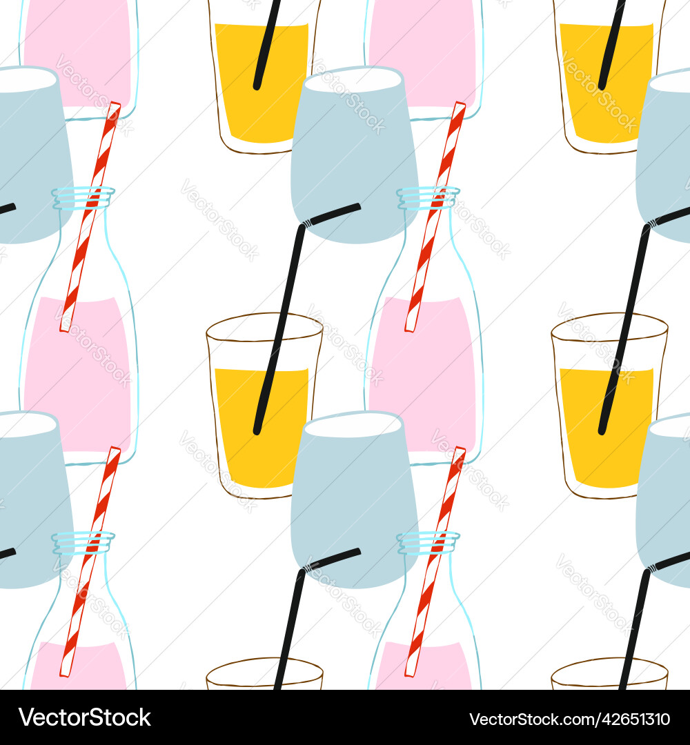 Seamless pattern with of drinks vector image
